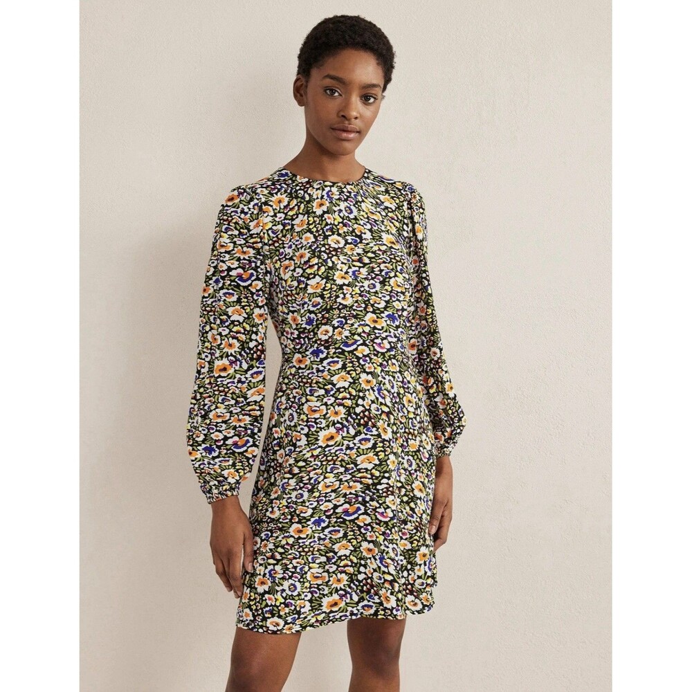 Boden Crew Neck Floral Print Dress Size 12L